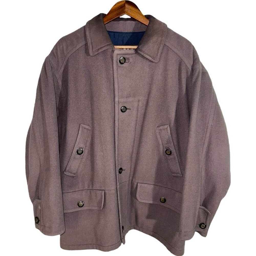 80s London Fog Wool & Leather Barn Coat Size M